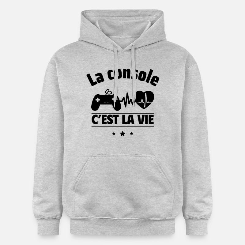 La console, c'est la vie,Geek,Gamer,Gaming - Sweat à capuche Softstyle® Gildan Unisexe - gris clair chiné