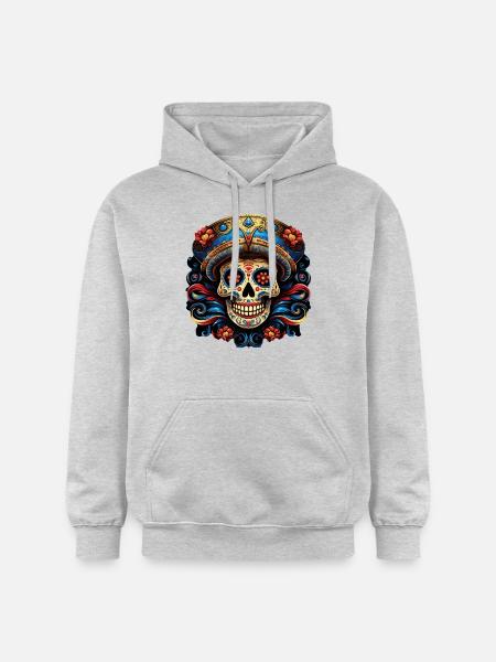 Cinco de Mayo Skull - Gildan Unisex Softstyle® Midweight Hoodie - light heather grey
