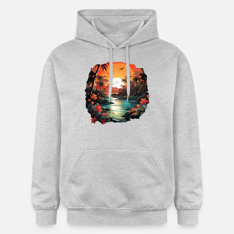 Tropical - Sweat à capuche Softstyle® Gildan Unisexe - gris clair chiné