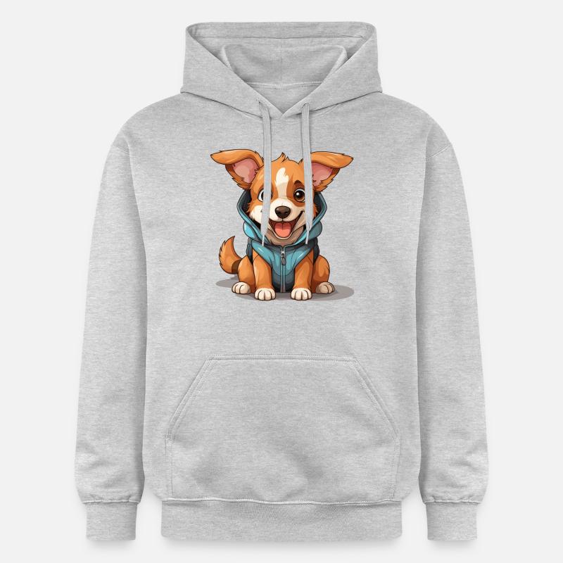 Chien - Style Kawaii - Sweat à capuche Softstyle® Gildan Unisexe - gris clair chiné