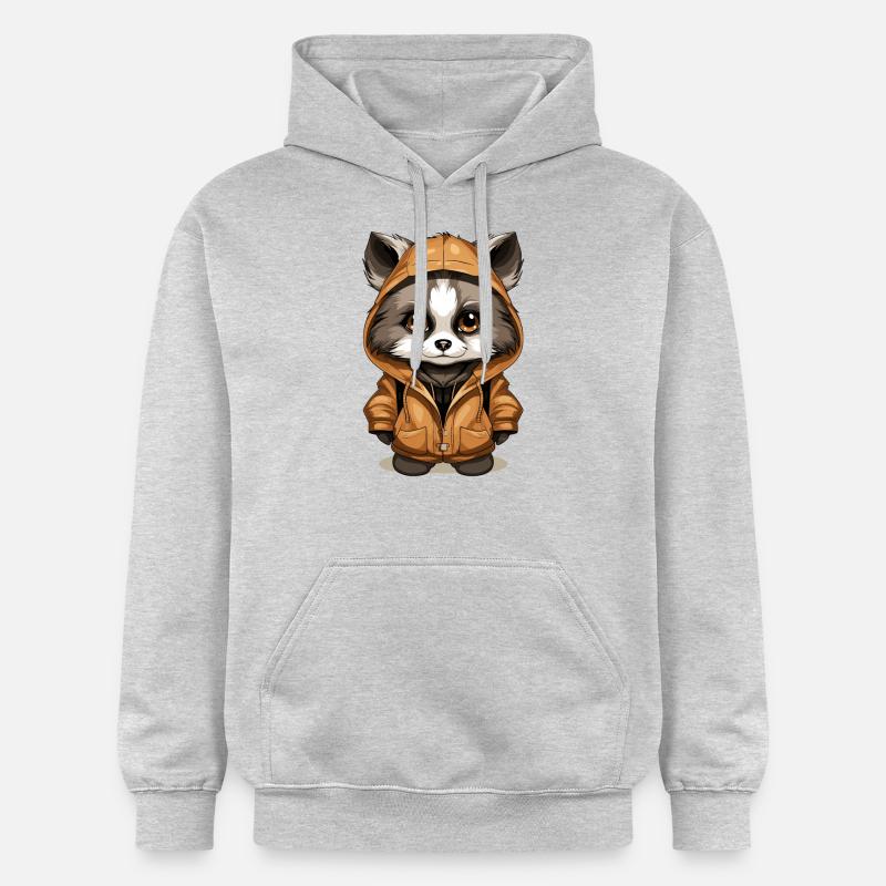 Raton laveur - Style Kawaii - Sweat à capuche Softstyle® Gildan Unisexe - gris clair chiné