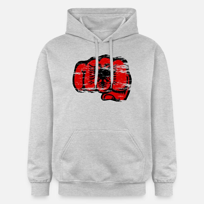 Drapeau de l’Albanie poing utilisé - Sweat à capuche Softstyle® Gildan Unisexe - gris clair chiné