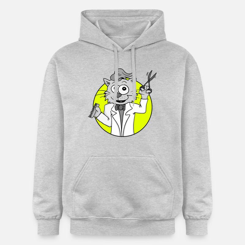 Coiffeur rétro chat - Motif coiffeur - Sweat à capuche Softstyle® Gildan Unisexe - gris clair chiné