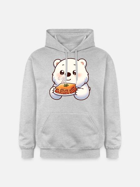 Isbjørn nyder italiensk lasagne - Gildan Softstyle® Midweight unisex-hoodie - lysegrå meleret