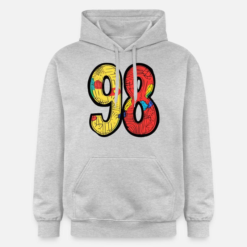 98 Symbole numérique - Sweat à capuche Softstyle® Gildan Unisexe - gris clair chiné