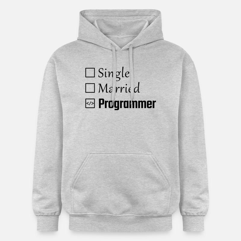 Célibataire, marié, programmeur - Sweat à capuche Softstyle® Gildan Unisexe - gris clair chiné