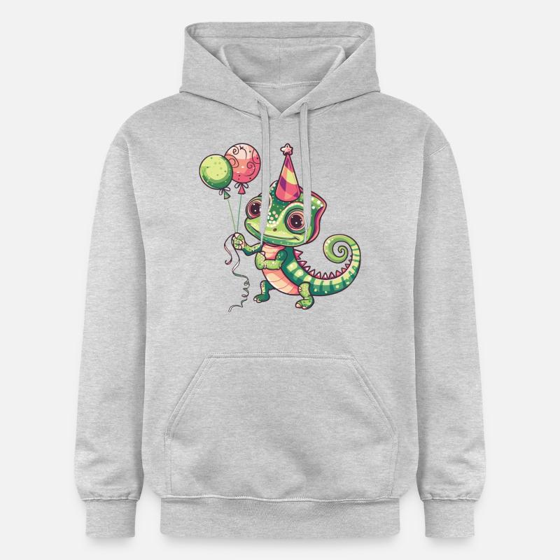 Caméléon Anniversaire Bande Dessinée Mignon - Sweat à capuche Softstyle® Gildan Unisexe - gris clair chiné
