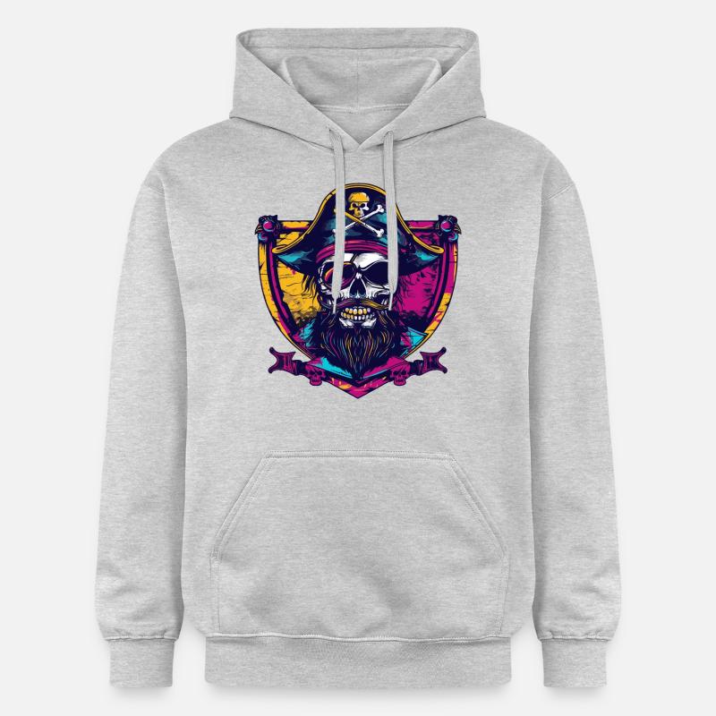 Écusson de crâne de pirate - Sweat à capuche Softstyle® Gildan Unisexe - gris clair chiné