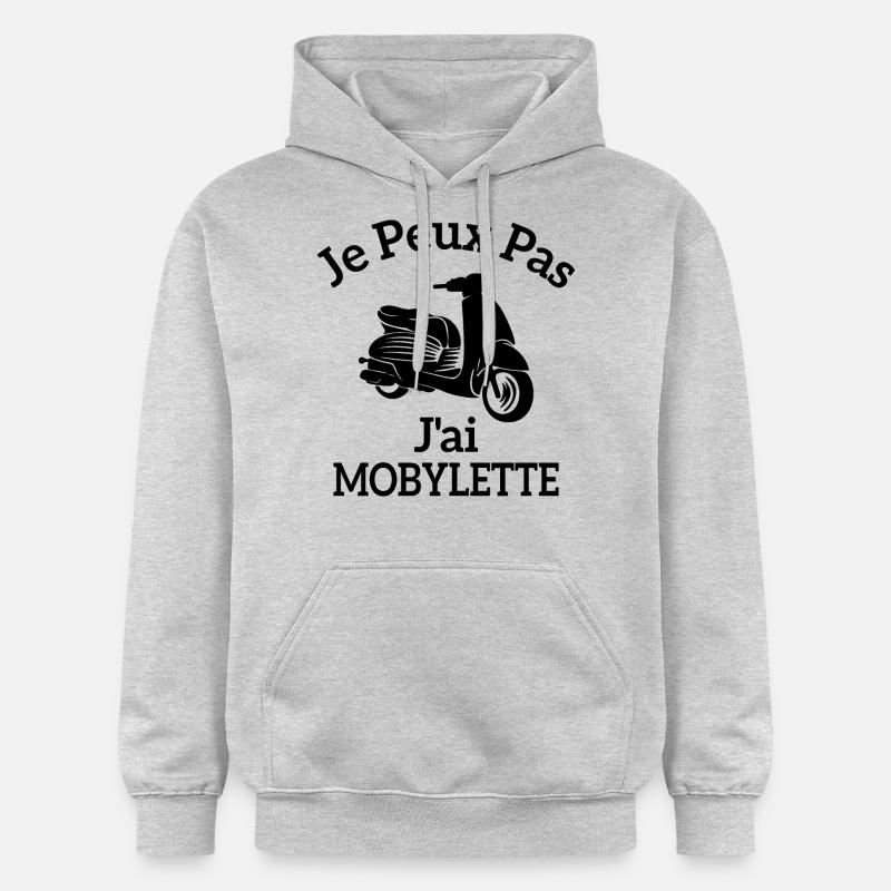 Je Peux Pas J'ai Mobylette - Sweat à capuche Softstyle® Gildan Unisexe - gris clair chiné
