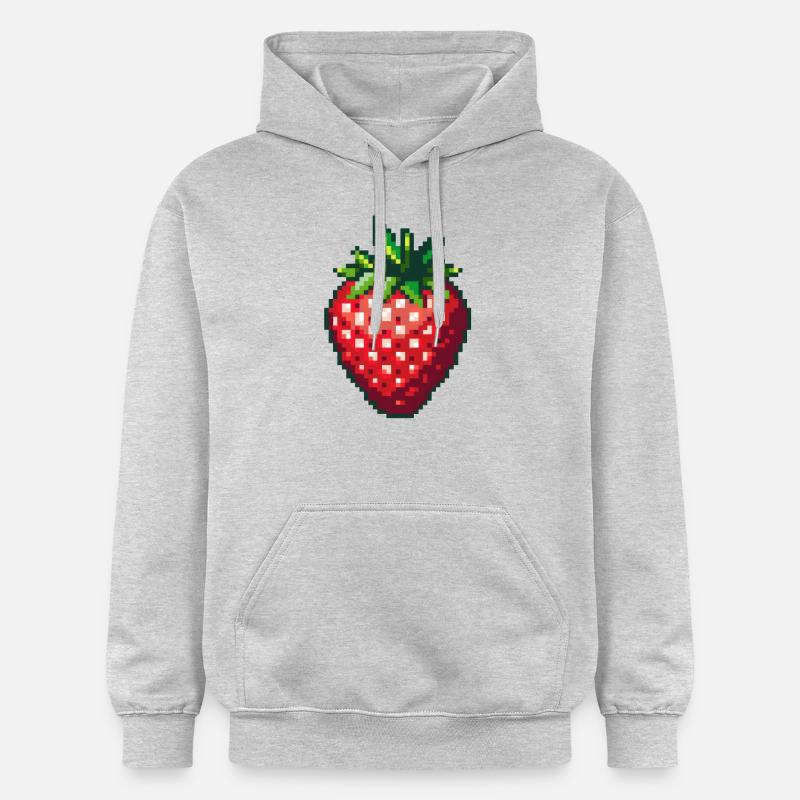 Pixel Fraise Fruit d’été - Sweat à capuche Softstyle® Gildan Unisexe - gris clair chiné