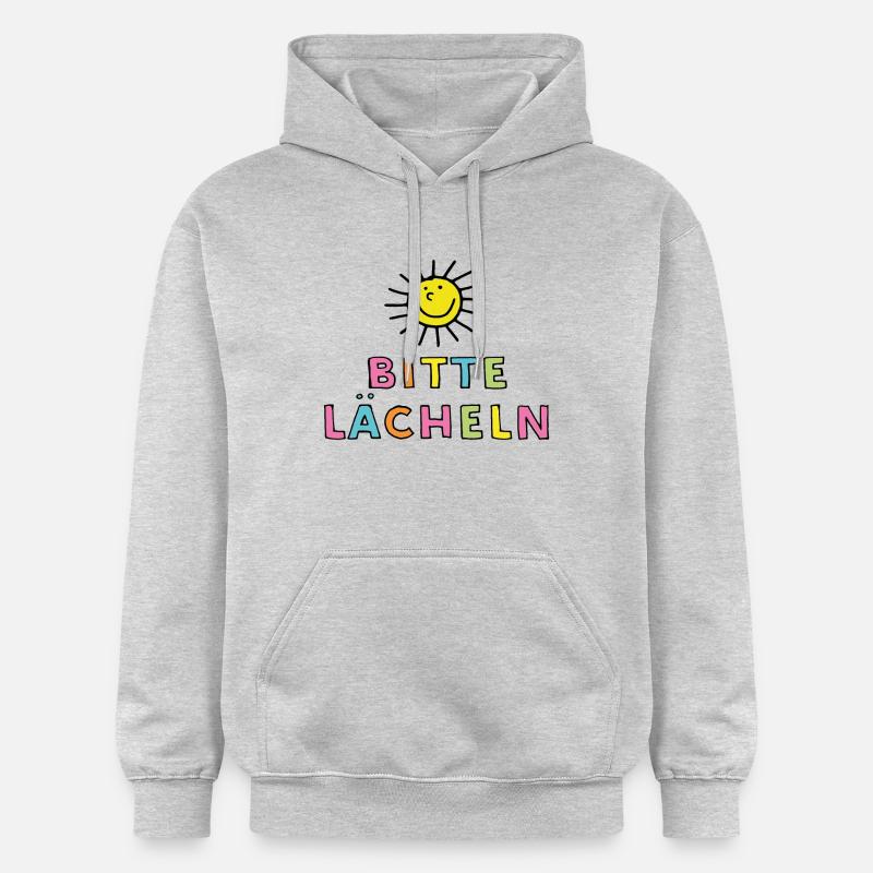 S’il vous plaît, souriez - Sweat à capuche Softstyle® Gildan Unisexe - gris clair chiné