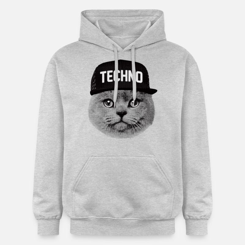 Techno chat - Sweat à capuche Softstyle® Gildan Unisexe - gris clair chiné