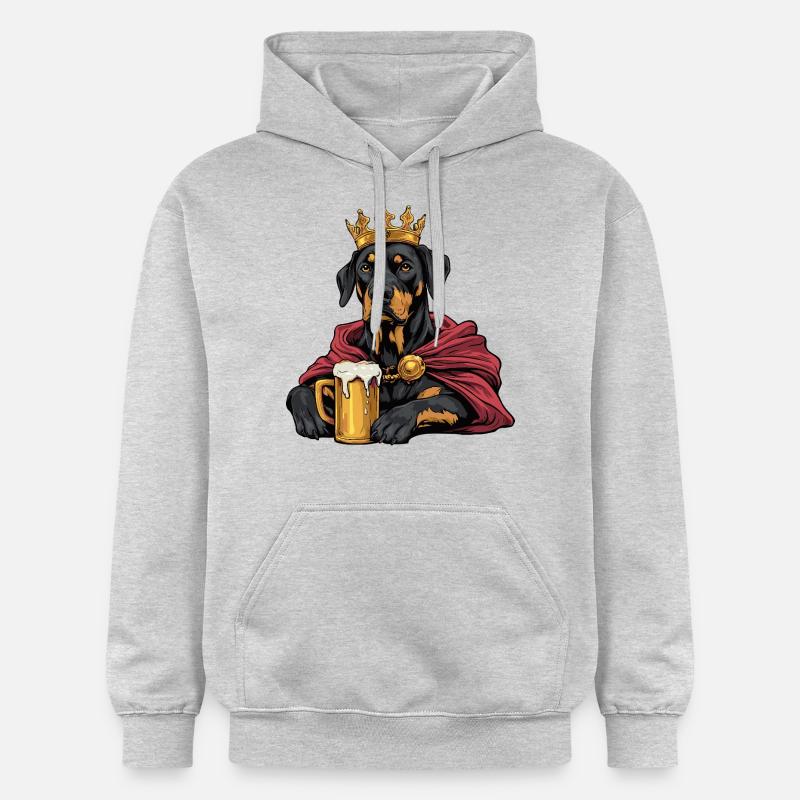 Doberman chien bière drôle - Sweat à capuche Softstyle® Gildan Unisexe - gris clair chiné
