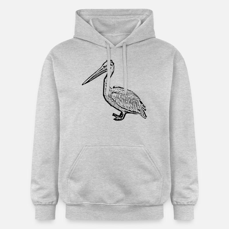 Pélicans Oiseaux Oiseaux Pelecanus - Sweat à capuche Softstyle® Gildan Unisexe - gris clair chiné