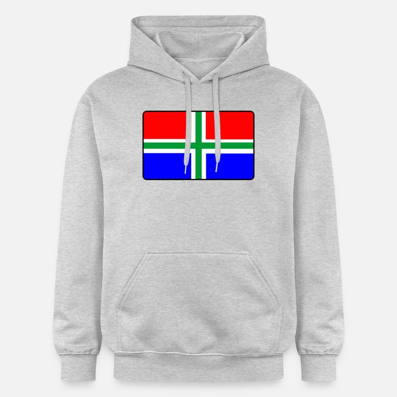 Drapeau de la province Groningsevlag Groningue - Sweat à capuche Softstyle® Gildan Unisexe - gris clair chiné