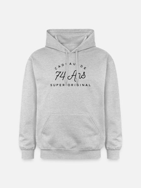 Cadeau 74 ans - Sweat à capuche Softstyle® Gildan Unisexe - gris clair chiné