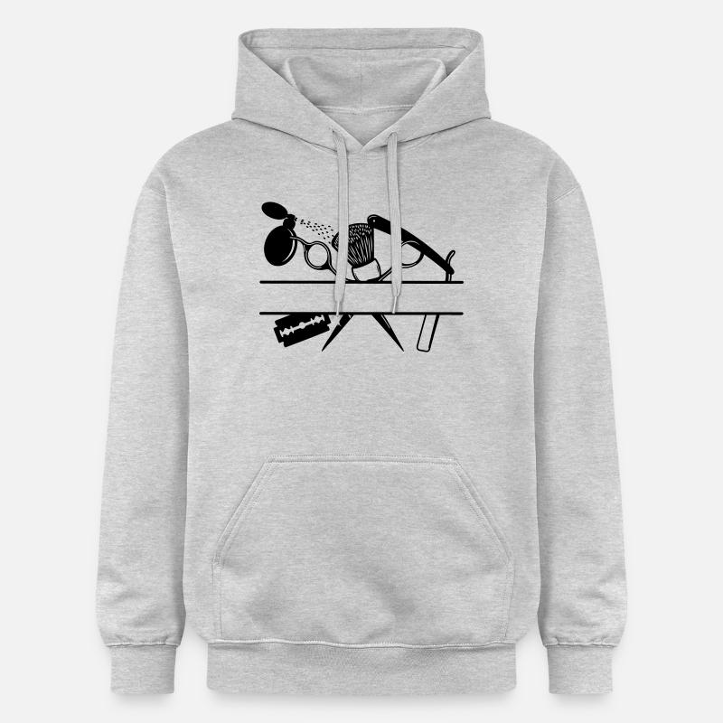 Bannière de texte d’attributs de coiffeurs - Sweat à capuche Softstyle® Gildan Unisexe - gris clair chiné
