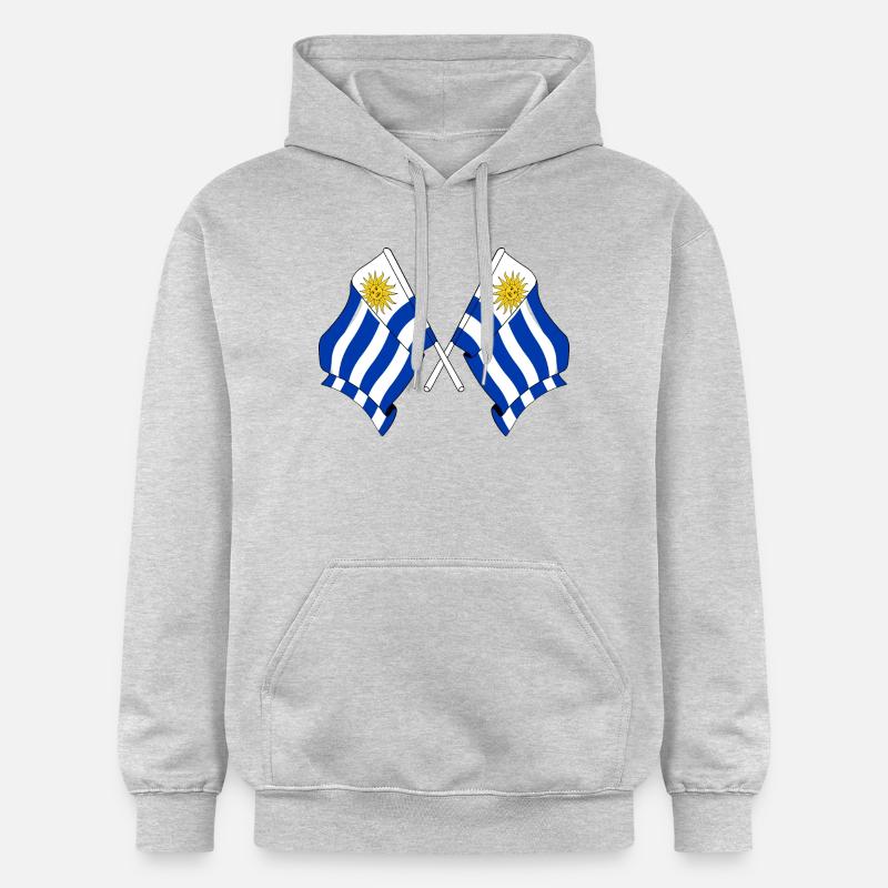 Deux drapeaux croisés de l’Uruguay - Sweat à capuche Softstyle® Gildan Unisexe - gris clair chiné