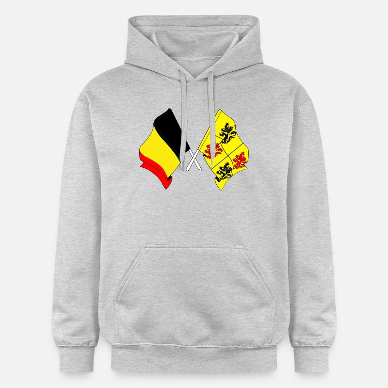 Drapeau Belgique et drapeau Hainaut - Sweat à capuche Softstyle® Gildan Unisexe - gris clair chiné