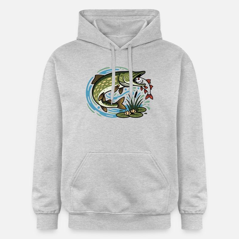 Le brochet attrape le cafard - Sweat à capuche Softstyle® Gildan Unisexe - gris clair chiné