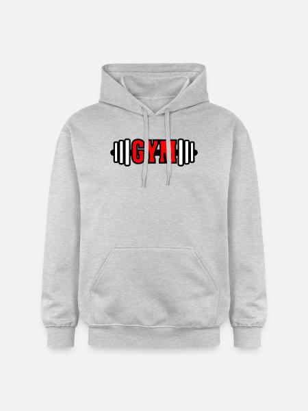 Red text 'GYM' gym gym emblem - Gildan Unisex Softstyle® Midweight Hoodie - light heather grey