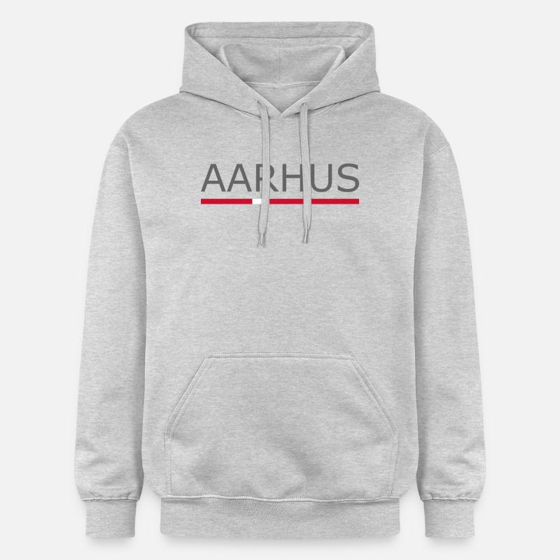 Aarhus - Drapeau du Danemark - Danemark - Scandinavie - Sweat à capuche Softstyle® Gildan Unisexe - gris clair chiné