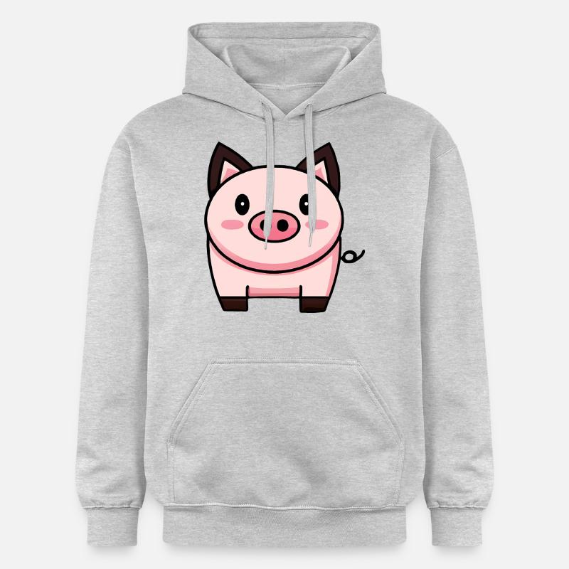Cochon Kawaii mignon - Sweat à capuche Softstyle® Gildan Unisexe - gris clair chiné