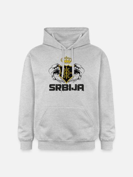 Srbija - Gildan Unisex Softstyle® Midweight Hoodie - Hellgrau meliert