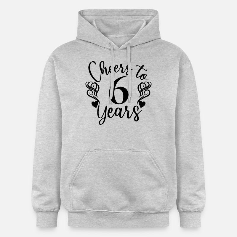 Vive 6 ans 6e anniversaire - Sweat à capuche Softstyle® Gildan Unisexe - gris clair chiné