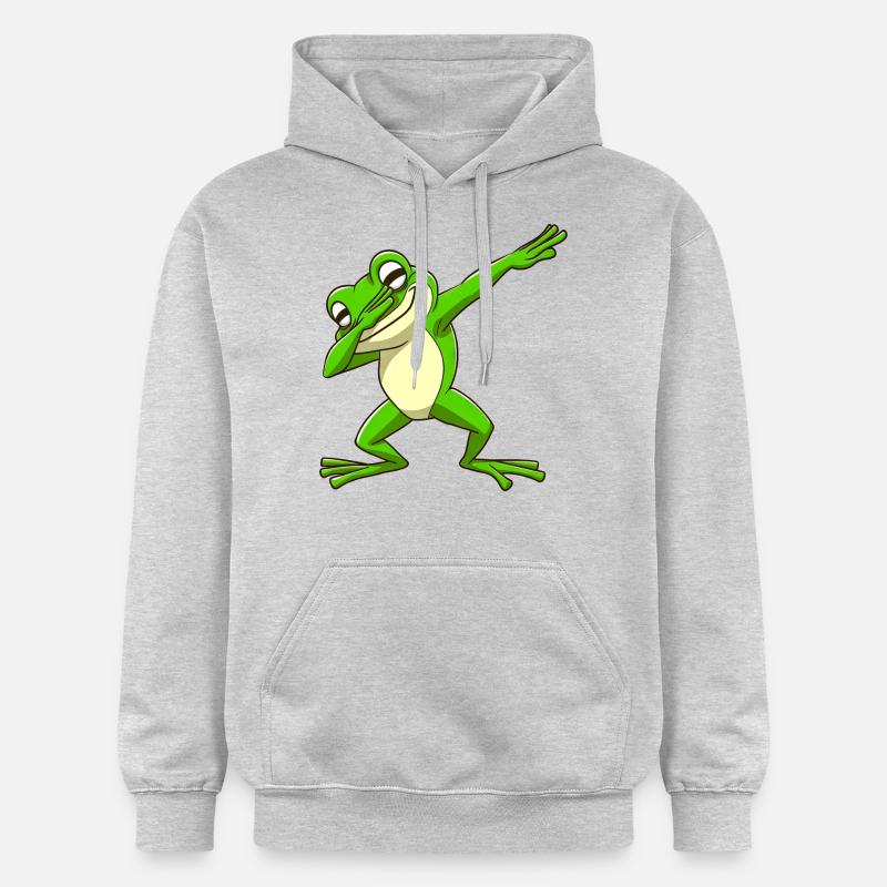 Cool Frog Dabbing Pose Tendance - Sweat à capuche Softstyle® Gildan Unisexe - gris clair chiné