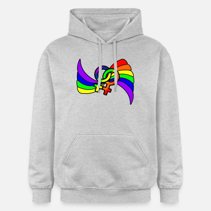 Regenbogen lesbies stolzes Logo - Gildan Unisex Softstyle® Midweight Hoodie - Hellgrau meliert
