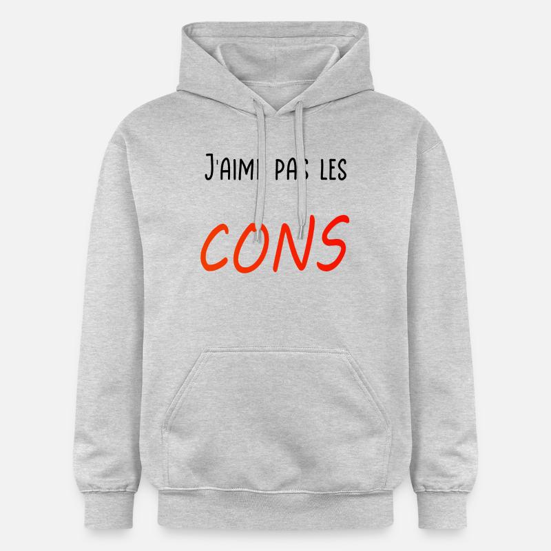 J’aime pas les cons - Sweat à capuche Softstyle® Gildan Unisexe - gris clair chiné