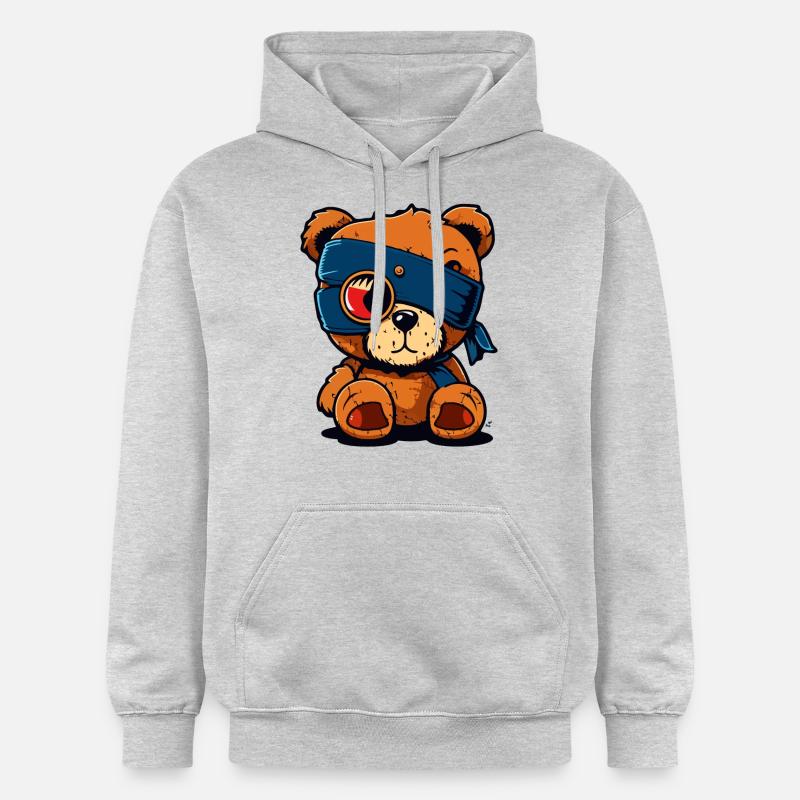 Cache-œil mignon ours - Sweat à capuche Softstyle® Gildan Unisexe - gris clair chiné