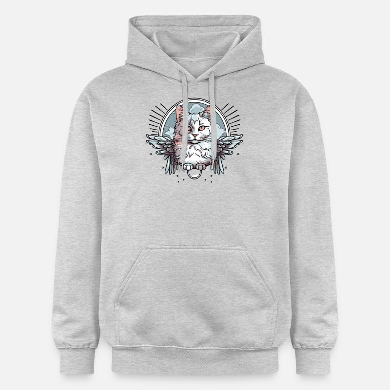 Chat blanc avec des ailes - Sweat à capuche Softstyle® Gildan Unisexe - gris clair chiné