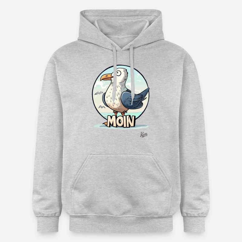 Drôle de mouette dit « Moin » - Sweat à capuche Softstyle® Gildan Unisexe - gris clair chiné