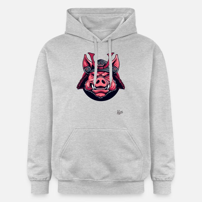 Shogun Samurai Pig - Sweat à capuche Softstyle® Gildan Unisexe - gris clair chiné