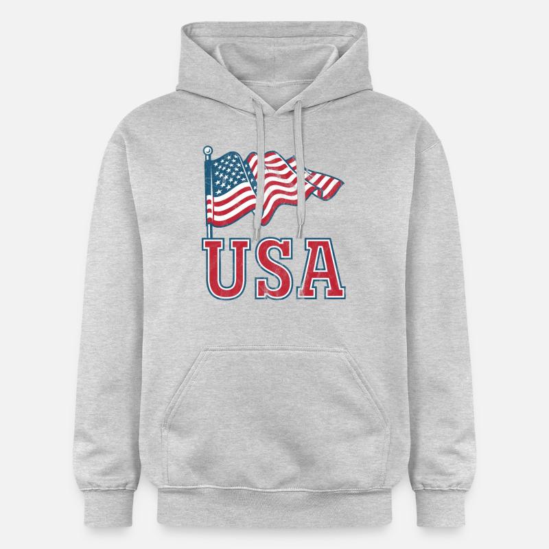 États-Unis avec drapeau - Sweat à capuche Softstyle® Gildan Unisexe - gris clair chiné