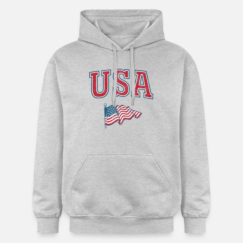 Drapeau des États-Unis - Sweat à capuche Softstyle® Gildan Unisexe - gris clair chiné