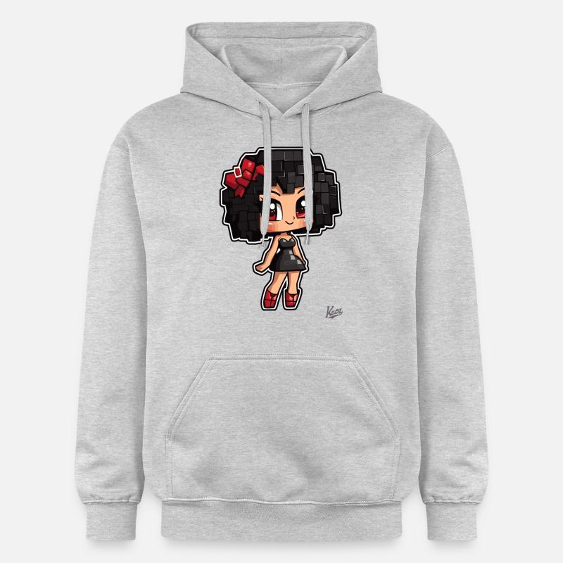 Pixel Chibi : Mignonne Burlesque Babe - Sweat à capuche Softstyle® Gildan Unisexe - gris clair chiné