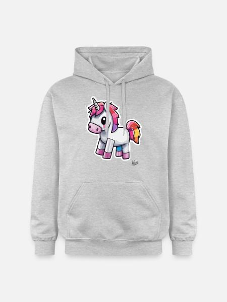 drôle et mignon pixel licorne arc-en-ciel - Sweat à capuche Softstyle® Gildan Unisexe - gris clair chiné