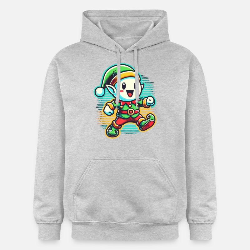 Joyeux Noël Gnome Dessin Animé - Sweat à capuche Softstyle® Gildan Unisexe - gris clair chiné