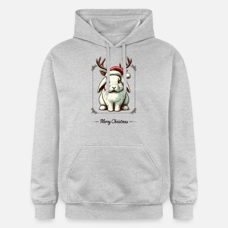 Mignon lapin style Noël - Sweat à capuche Softstyle® Gildan Unisexe - gris clair chiné