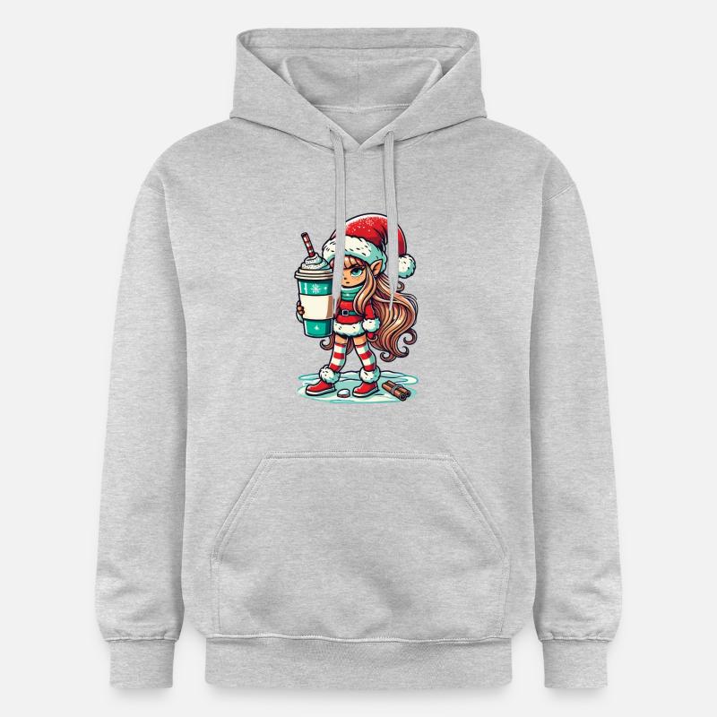 Nain de Noël au café - Sweat à capuche Softstyle® Gildan Unisexe - gris clair chiné