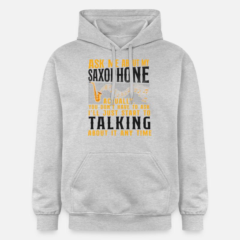 Saxophone Interrogez-moi sur mon - Sweat à capuche Softstyle® Gildan Unisexe - gris clair chiné