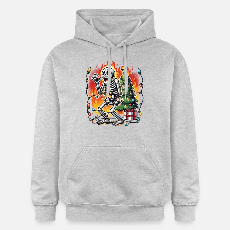 Noël Chaos Squelette Drôle - Sweat à capuche Softstyle® Gildan Unisexe - gris clair chiné