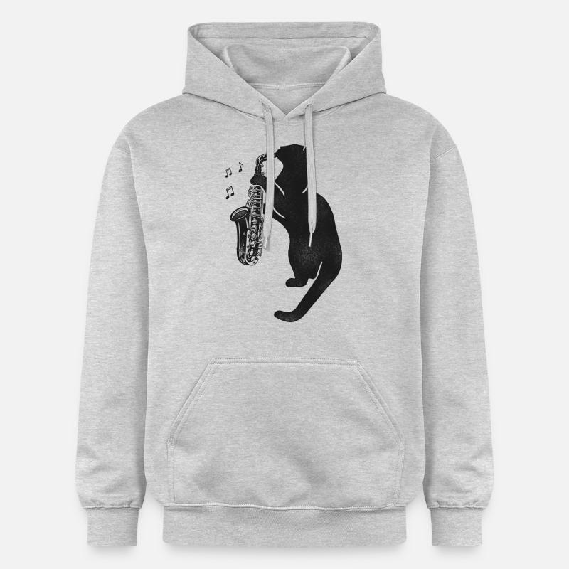 Saxophone Chat - Sweat à capuche Softstyle® Gildan Unisexe - gris clair chiné