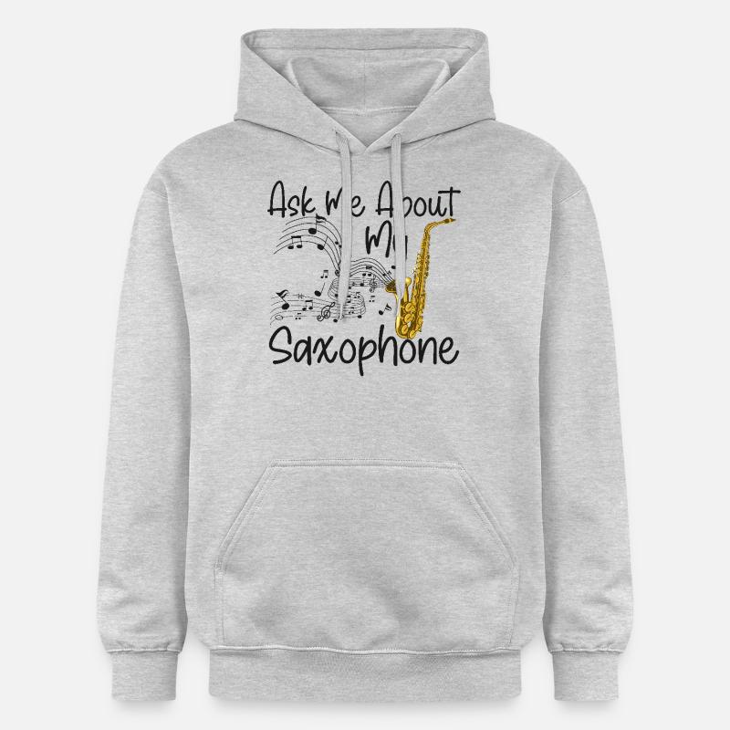 Saxophone Interrogez-moi sur mon - Sweat à capuche Softstyle® Gildan Unisexe - gris clair chiné