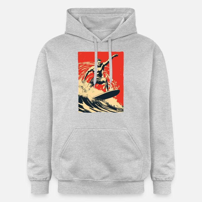 Surf rétro à l’ancienne - Sweat à capuche Softstyle® Gildan Unisexe - gris clair chiné