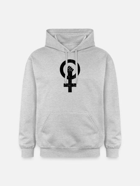 Feminisme Symbol Kvinderettighedspige - Gildan Softstyle® Midweight unisex-hoodie - lysegrå meleret