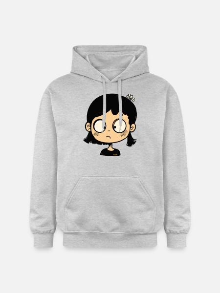 fille de dessin animé réfléchie - Sweat à capuche Softstyle® Gildan Unisexe - gris clair chiné